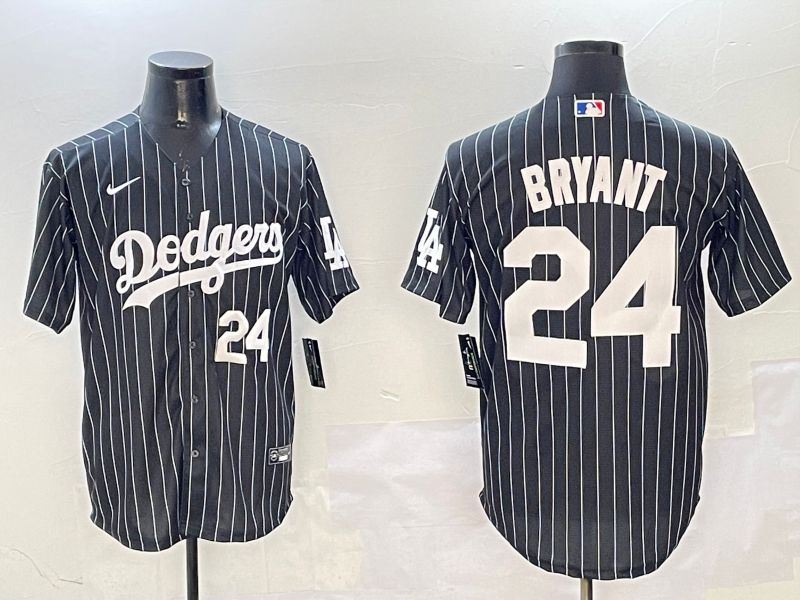 Men Los Angeles Dodgers 24 Bryant Black Stripe Jointly Name 2025 Nike MLB Jersey style 11